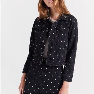 Current/Elliot Black and White Polka Dot Jean Jacket